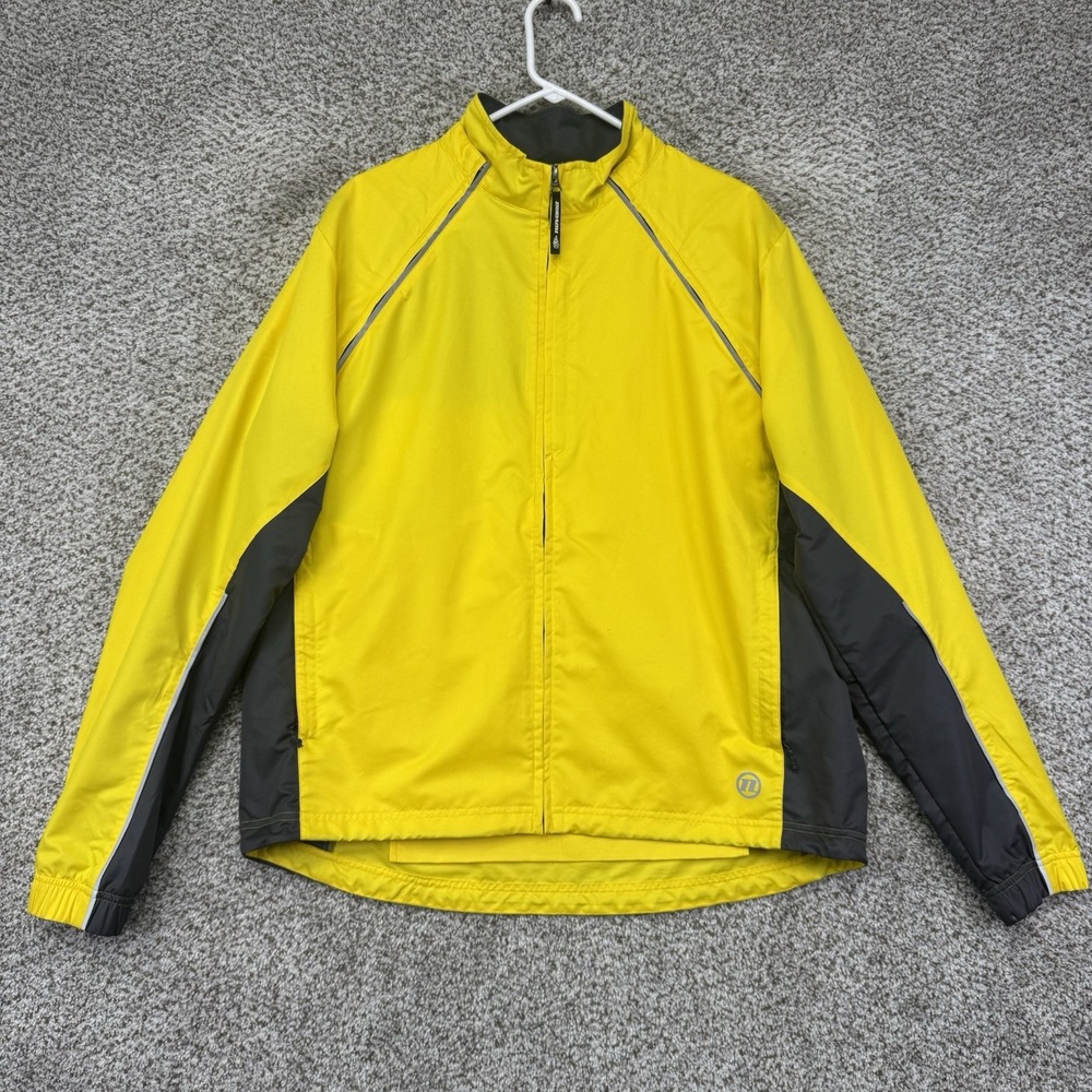 Novara Road Cycling Jacket Men's Size XL Yellow Reflective Soft Shell Full Zip